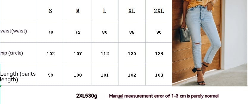 Women's Retro Denim Ripped Ankle-length Casual Pants Image 1