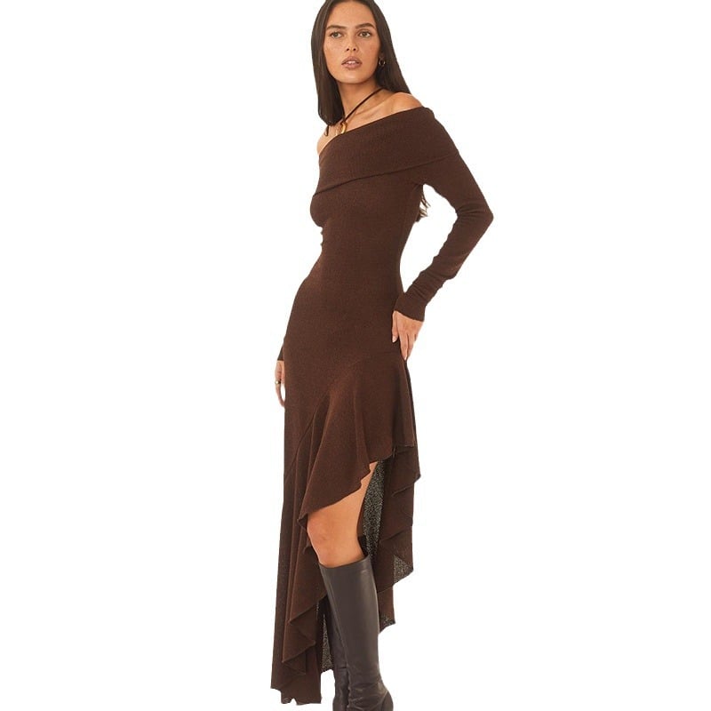 Long Sleeve Ruffled Long Dress Image 6