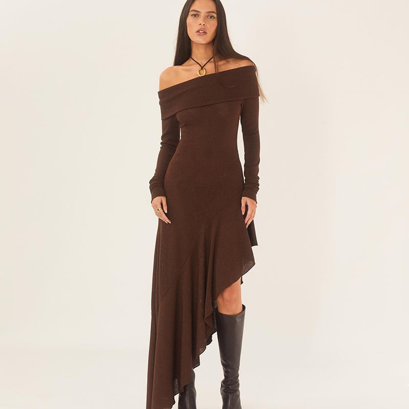 Long Sleeve Ruffled Long Dress Image 5