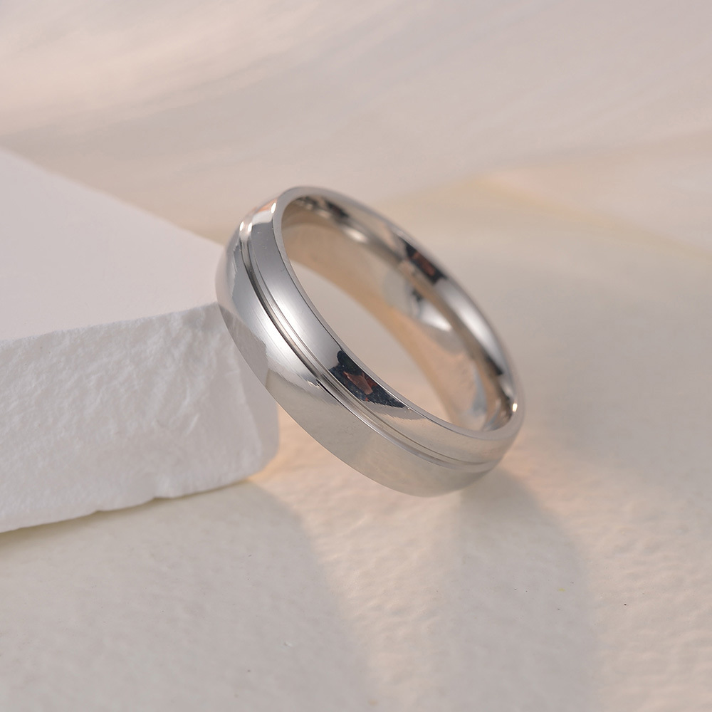 Men's Room Gold Two Tone Diamond Inlaid Titanium Steel Ring 3