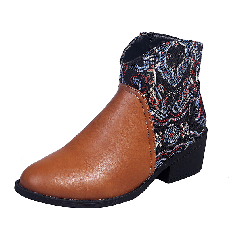 Color Block Pointed Toe Boots