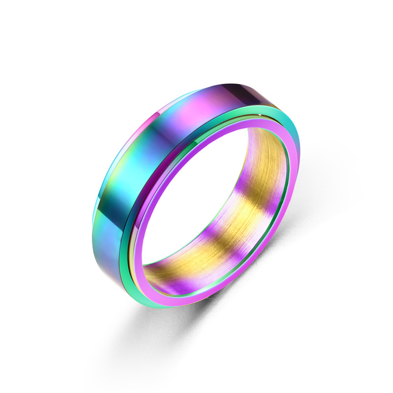 Rotating Titanium Steel Simple Bracelet Ring - Image 5
