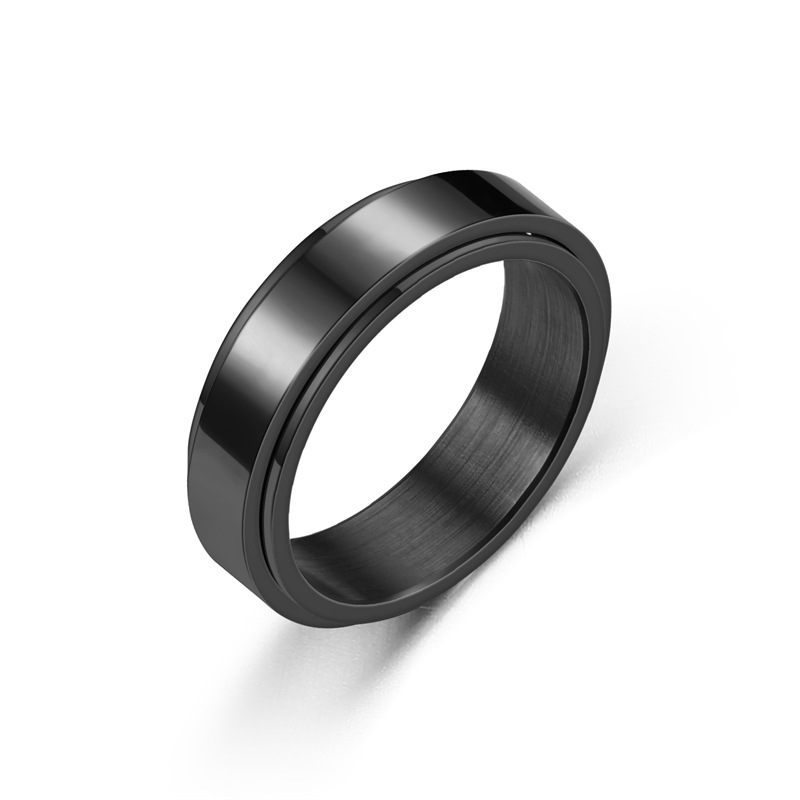 Rotating Titanium Steel Simple Bracelet Ring - Image 2