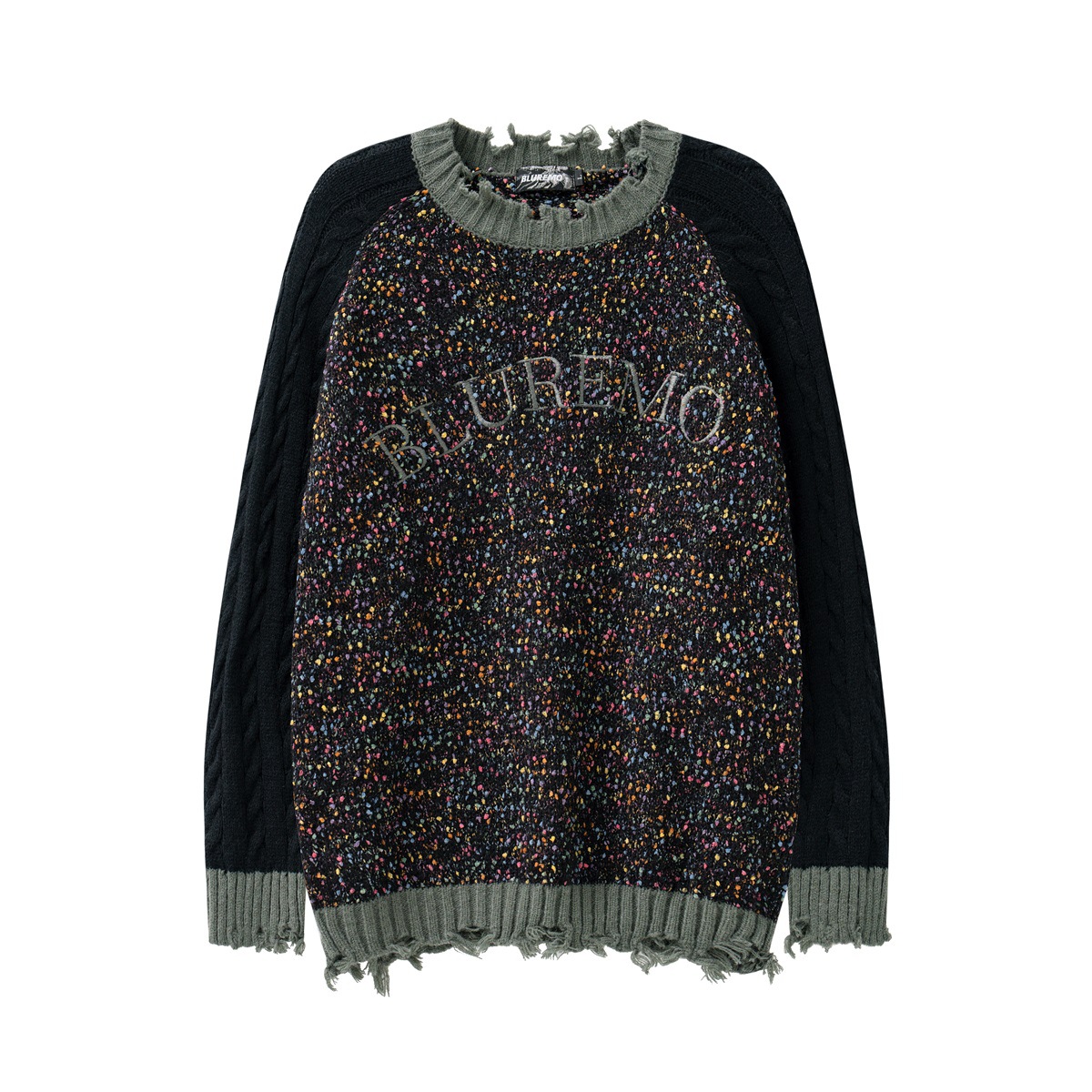 Patchwork Round Neck Couple's Dopamine Sweater