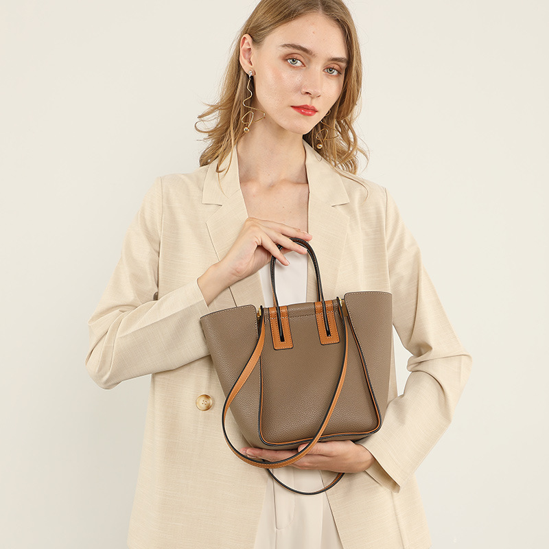 Color Block Leather Handbag - Image 6