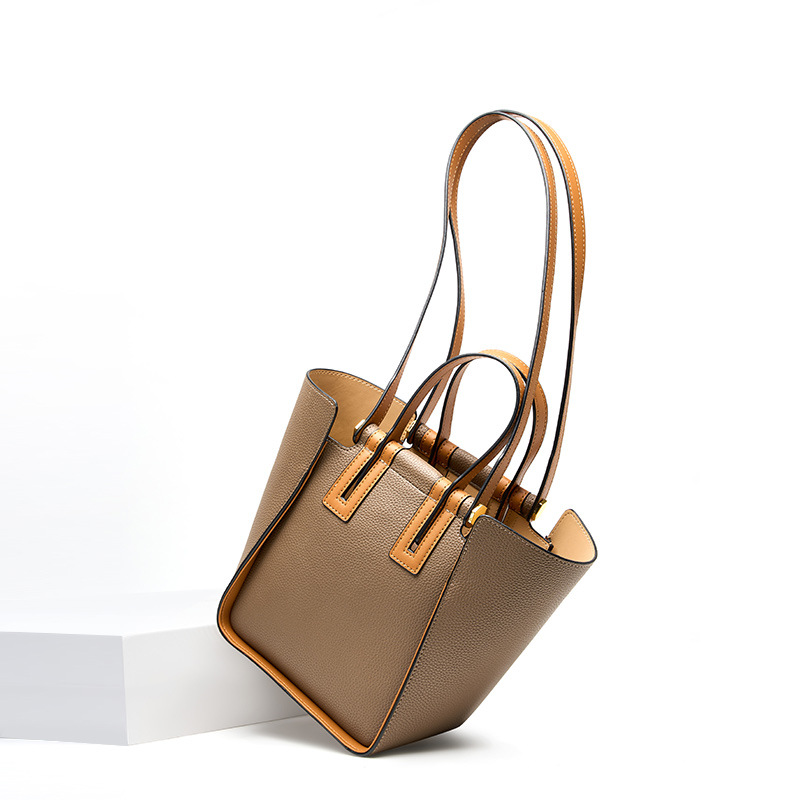 Color Block Leather Handbag - Image 5