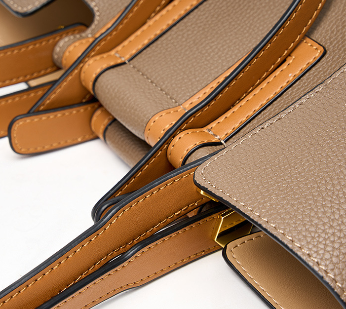 Color Block Leather Handbag - Image 10