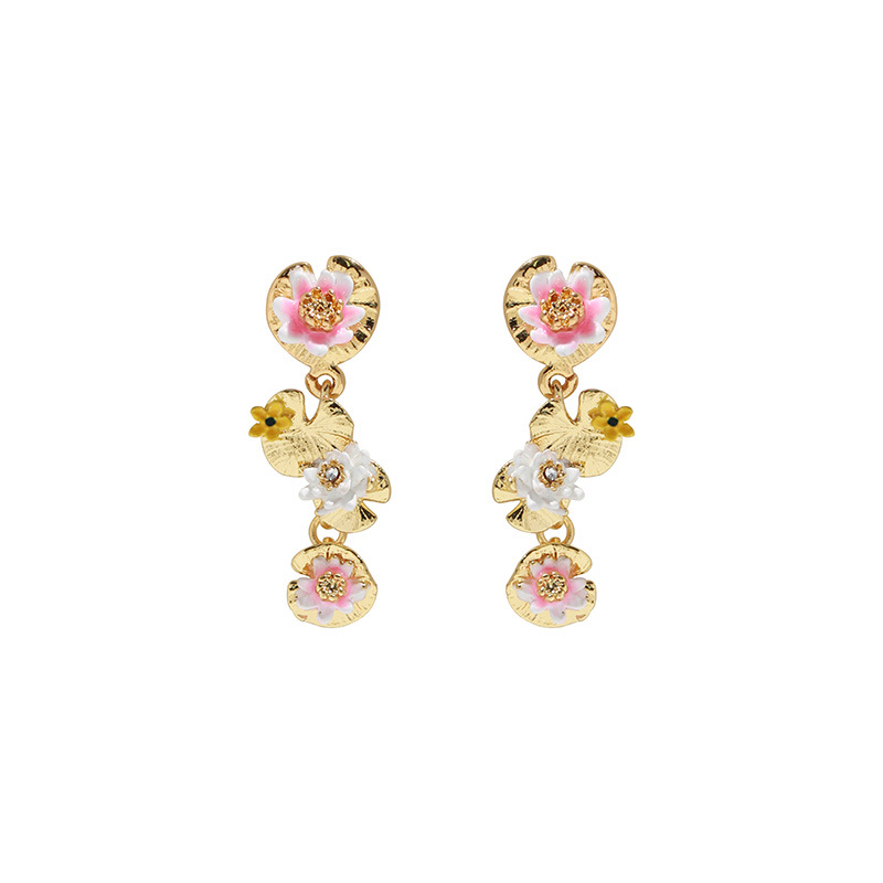 Water Lily Lotus Leaf Earrings 1