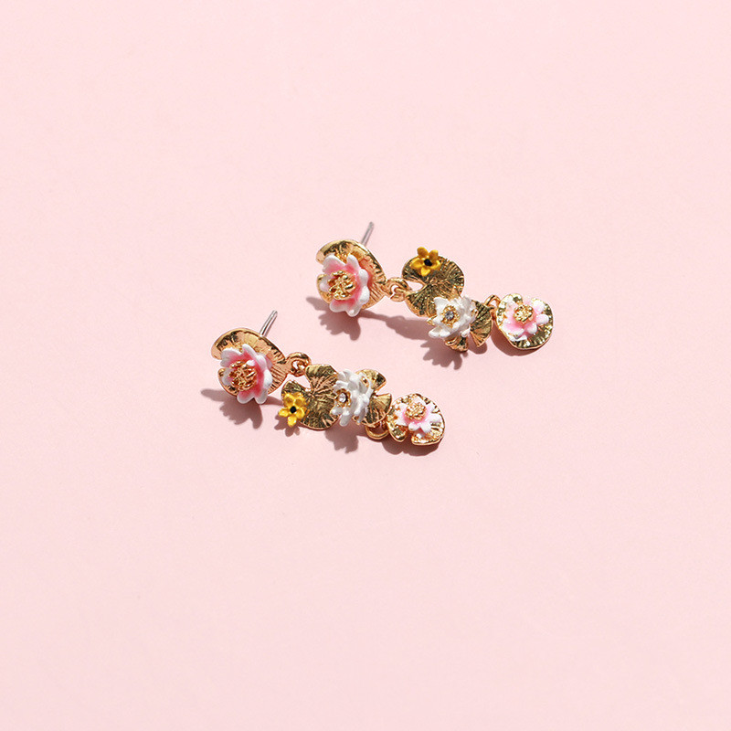 Water Lily Lotus Leaf Earrings 2