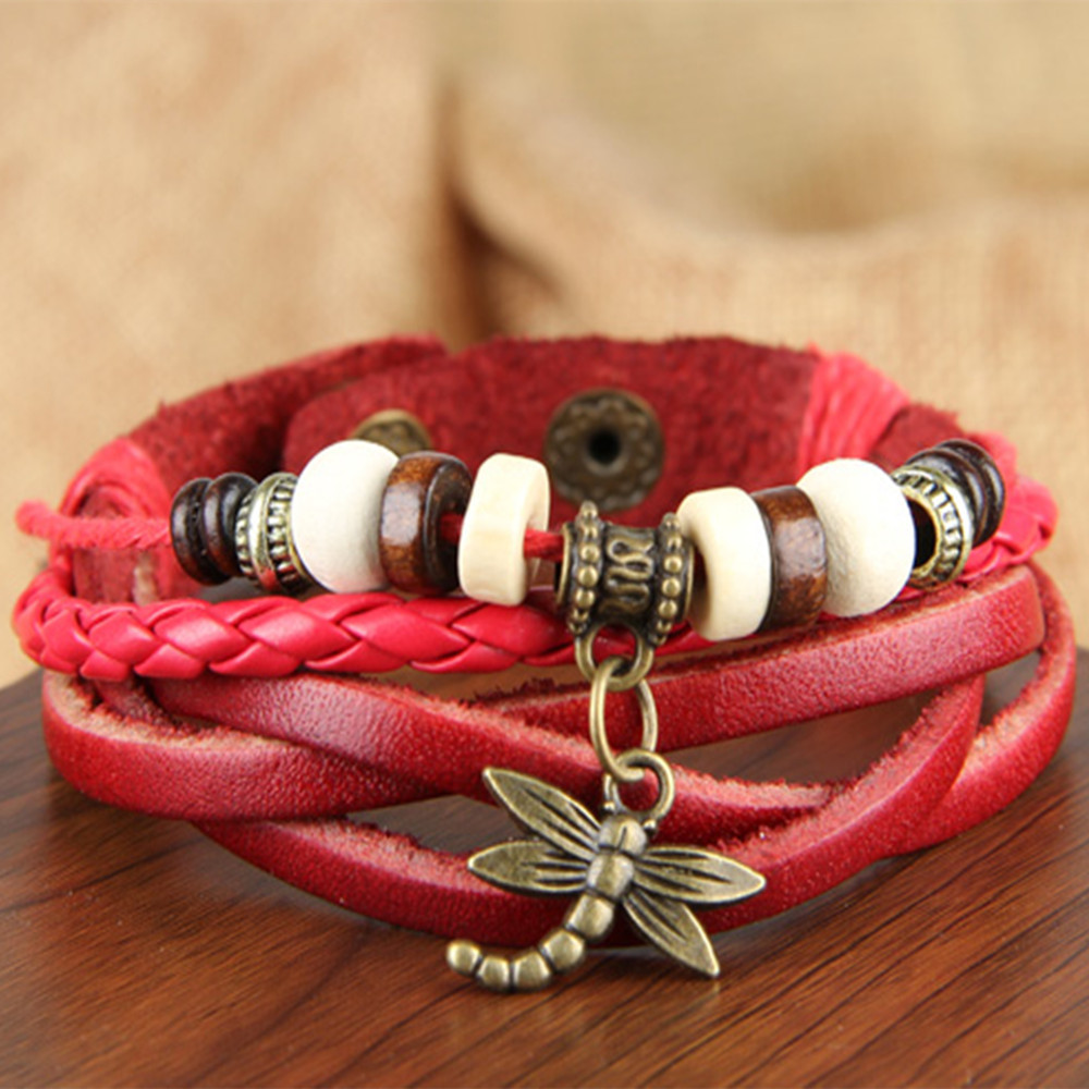 Black Wax Rope Leather Bracelet