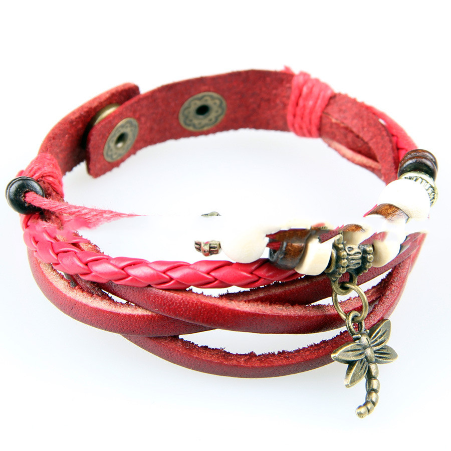 Orange Wax Rope Leather Bracelet