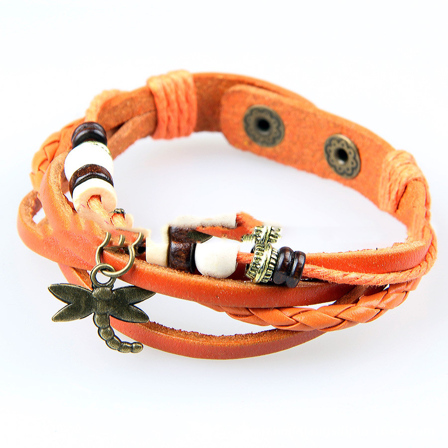 Red Wax Rope Leather Bracelet