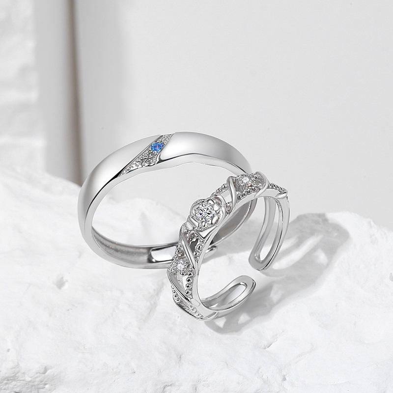 Couple Rose Sterling Silver Ring 6