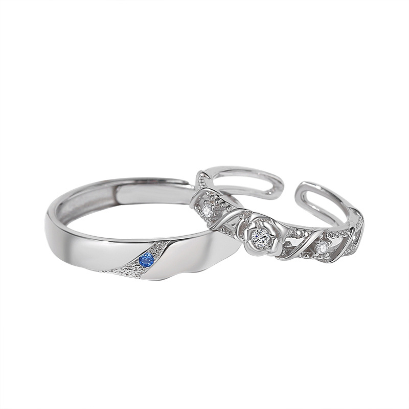 Couple Rose Sterling Silver Ring 7