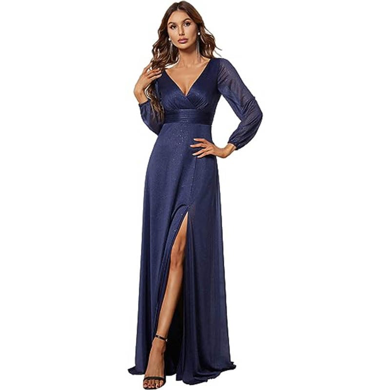 V-neck Long Sleeve Dress 7