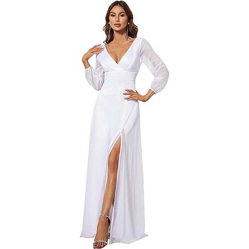 V-neck Long Sleeve Dress 4