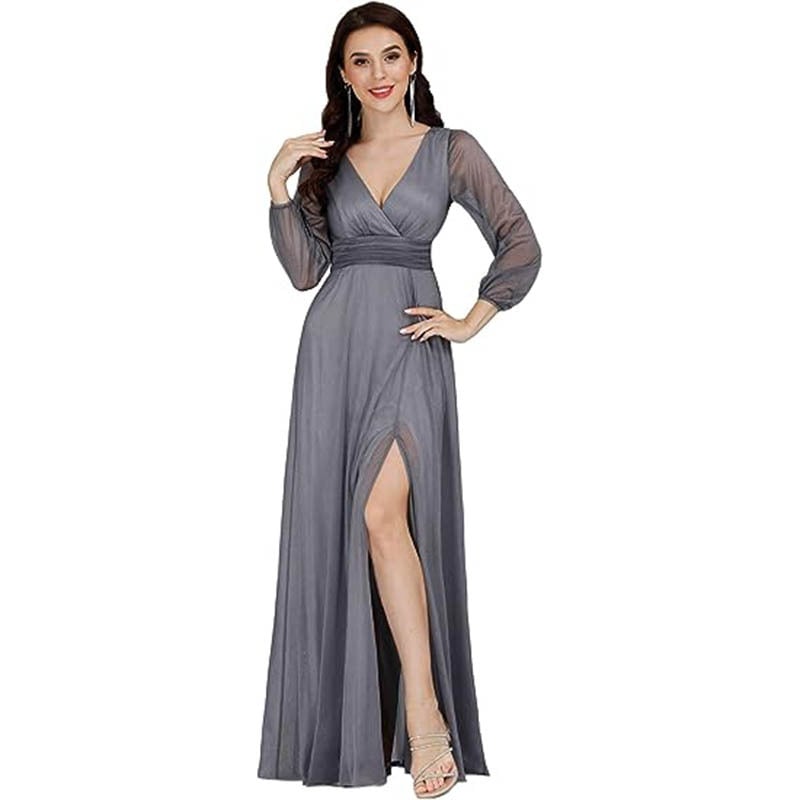 V-neck Long Sleeve Dress 8
