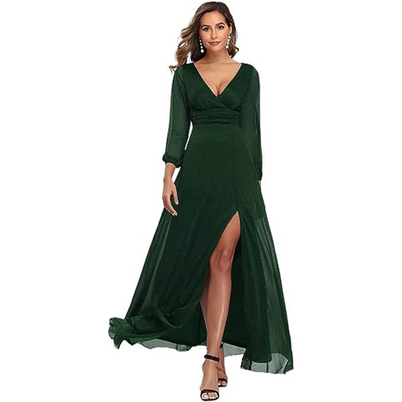 V-neck Long Sleeve Dress 3