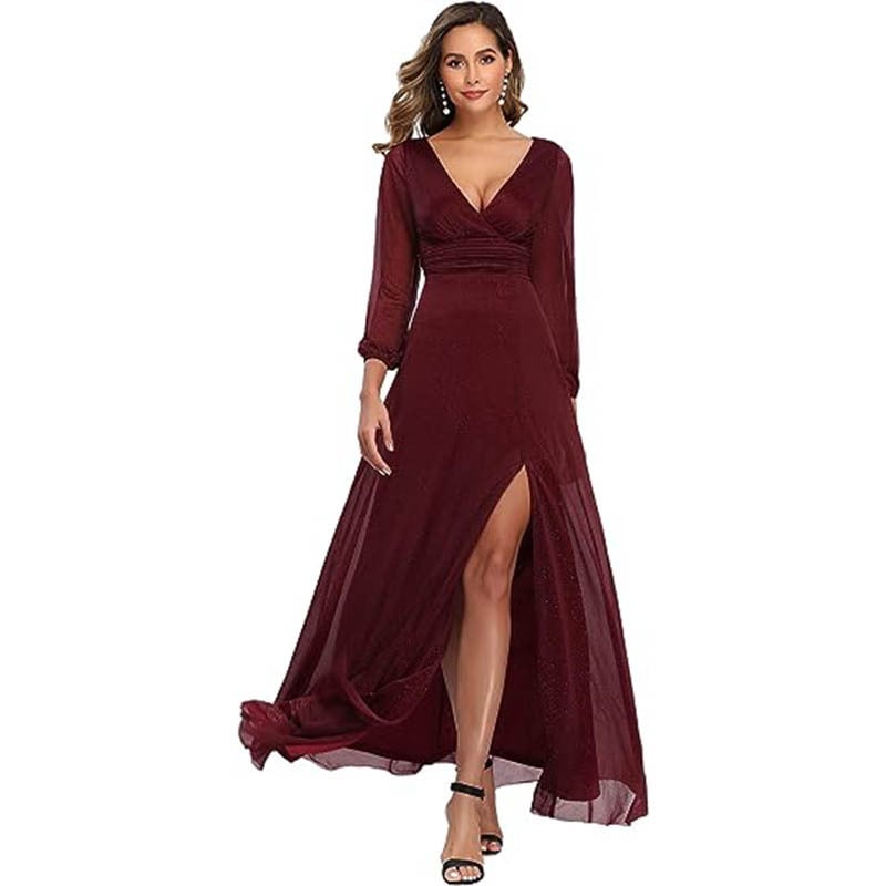 V-neck Long Sleeve Dress 2