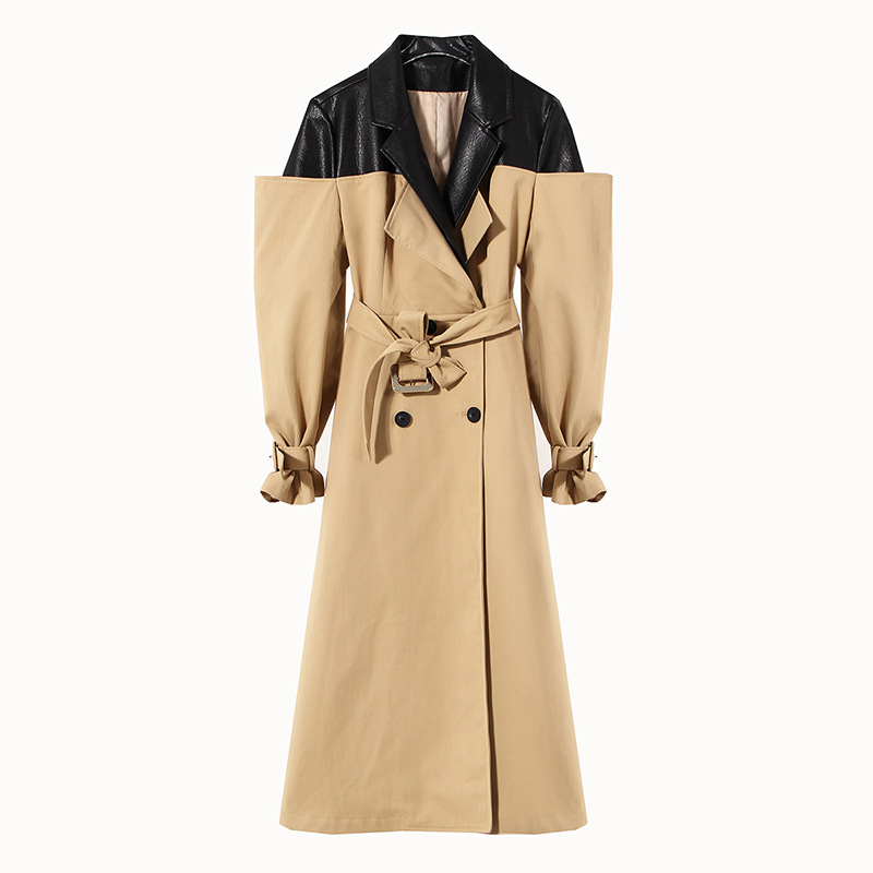 Stylish Coat in Khaki Black