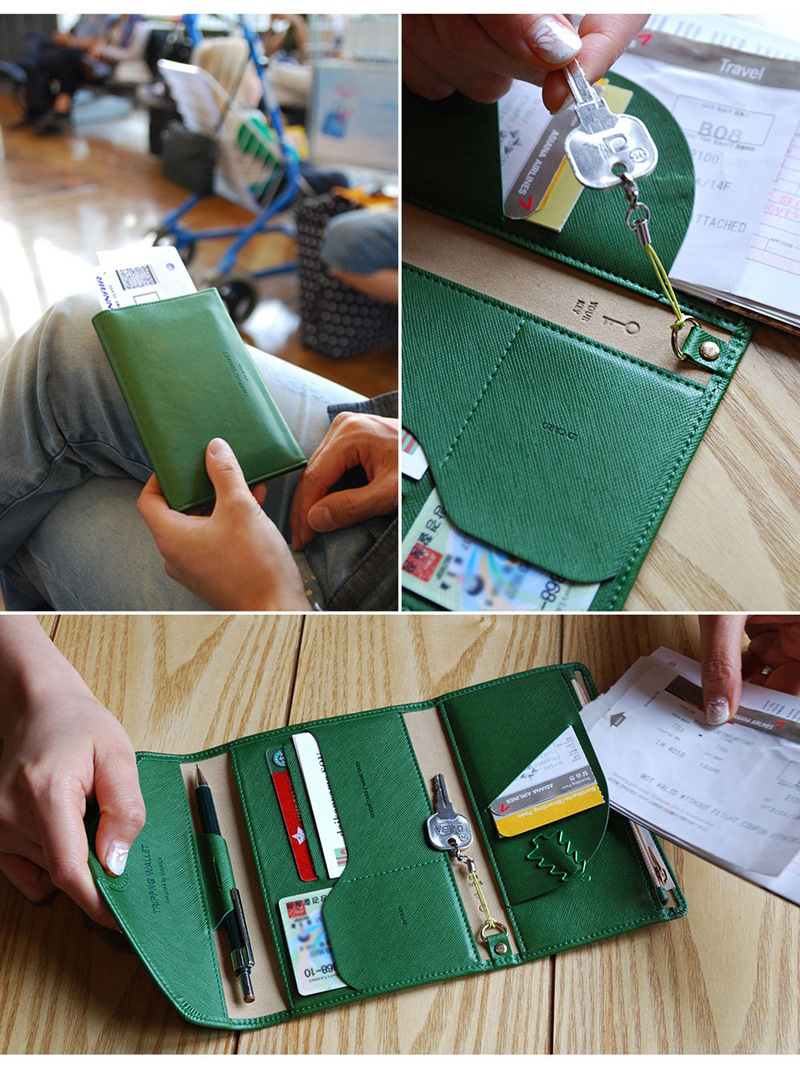 Multifunctional Tri-Fold PU Passport Bag Image 13
