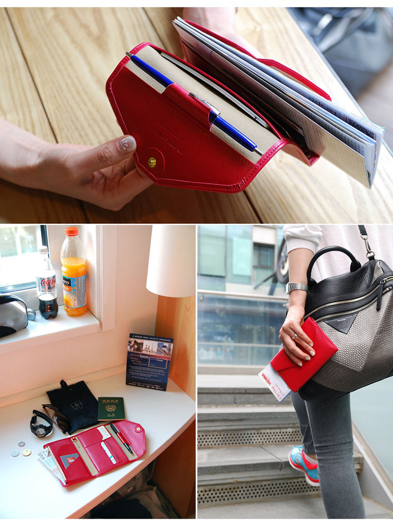 Multifunctional Tri-Fold PU Passport Bag Image 7