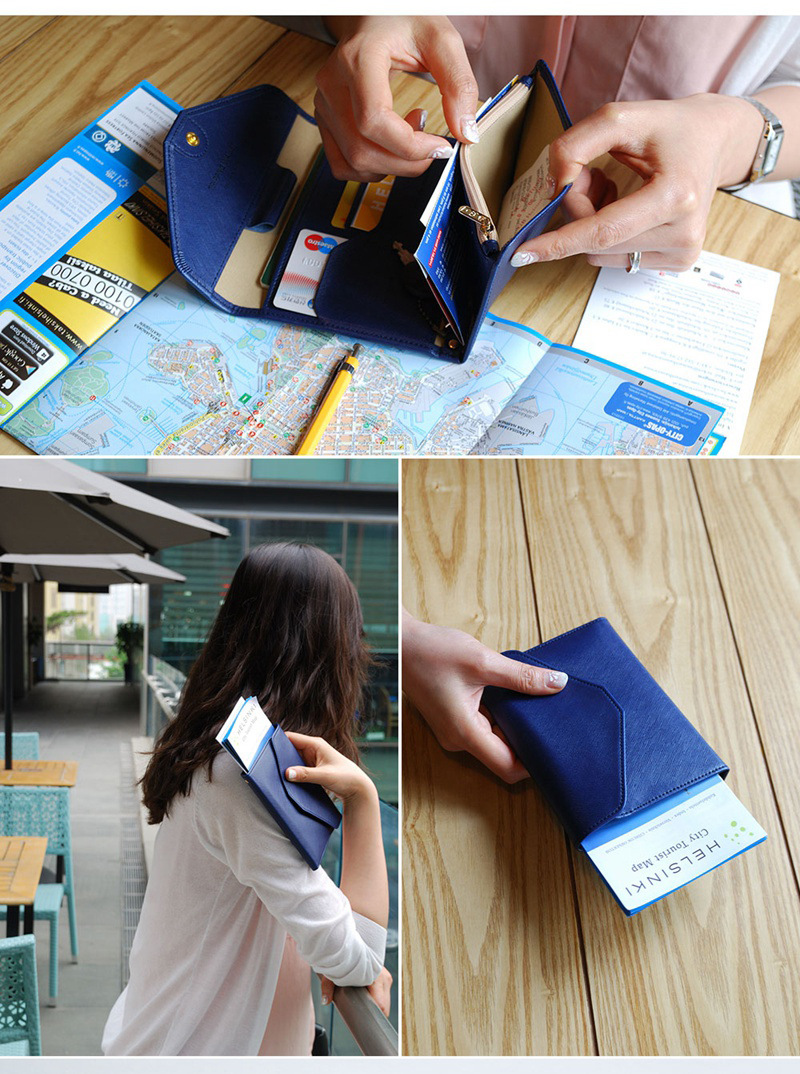 Multifunctional Tri-Fold PU Passport Bag Image 9