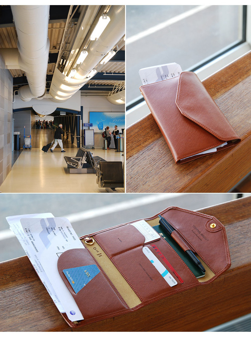 Multifunctional Tri-Fold PU Passport Bag Image 2