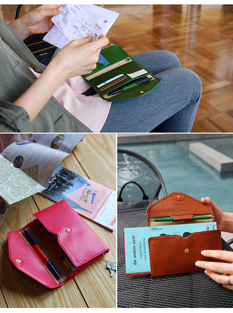 Multifunctional Tri-Fold PU Passport Bag Image 18