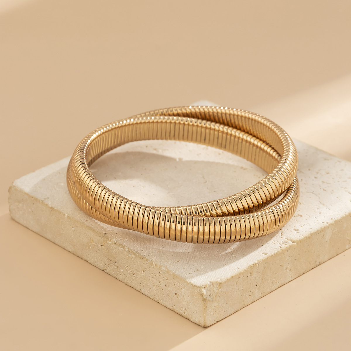 Women's Metal Double Ring Spiral Bracelet 2