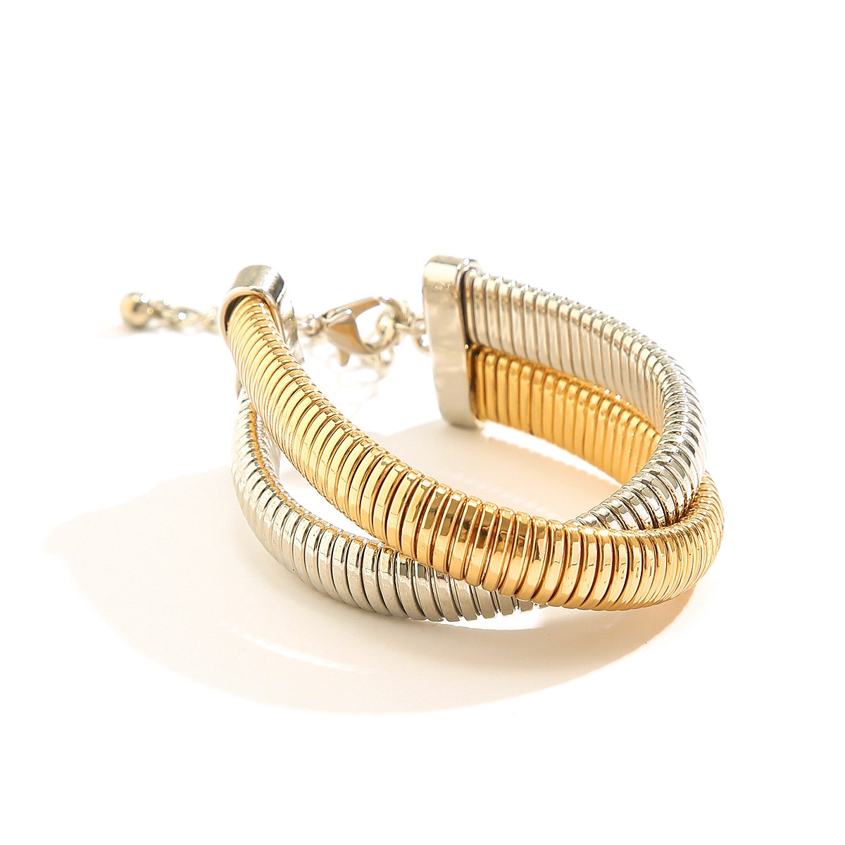 Women's Metal Double Ring Spiral Bracelet 7