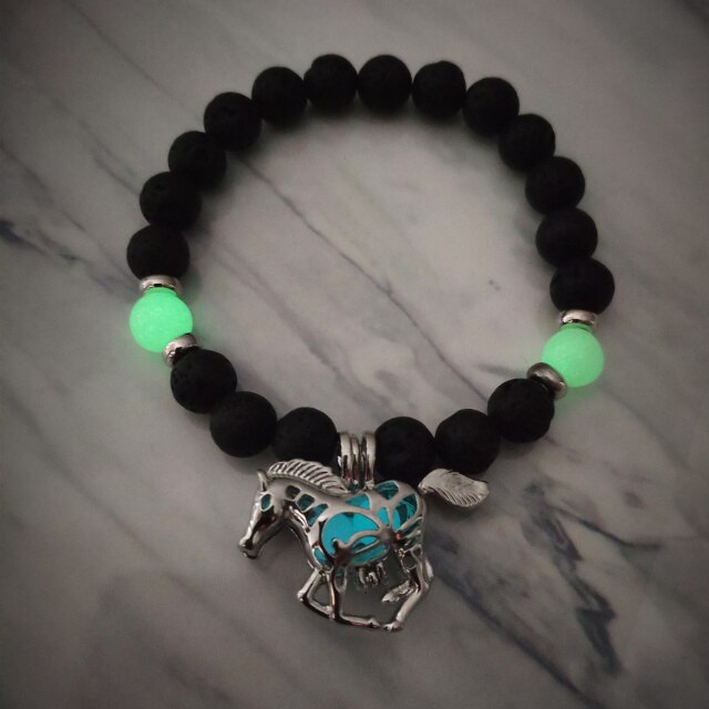  Volcanic Rock Luminous Horse Bracelet