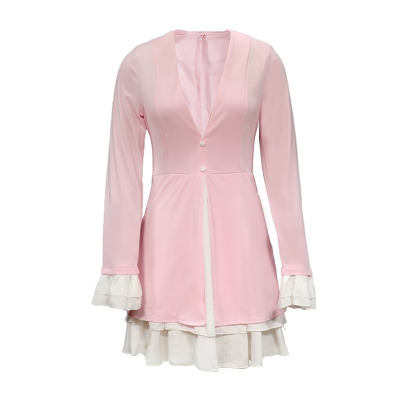 Women's Design V-neck Flounce Dress 5