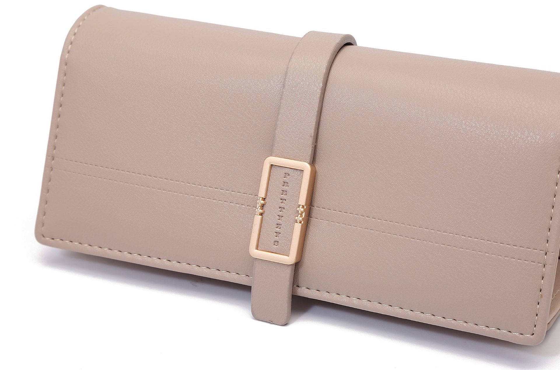 Long Metal Buckle Simple Tri-fold Clutch 1