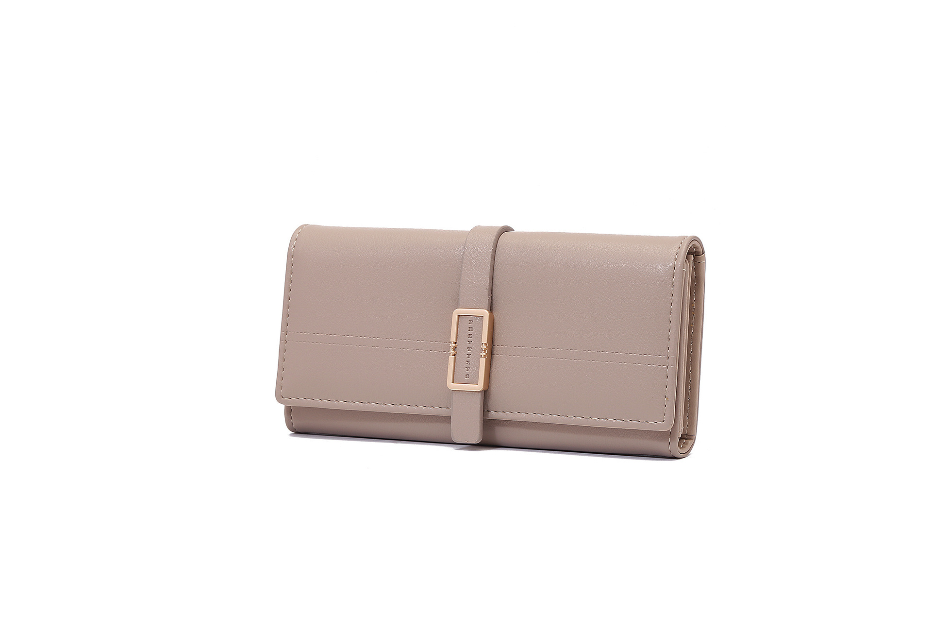 Long Metal Buckle Simple Tri-fold Clutch 3