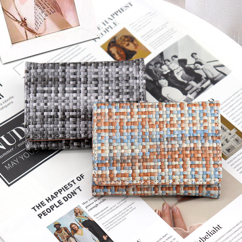 New Straw PU Folding Wallet Image 5