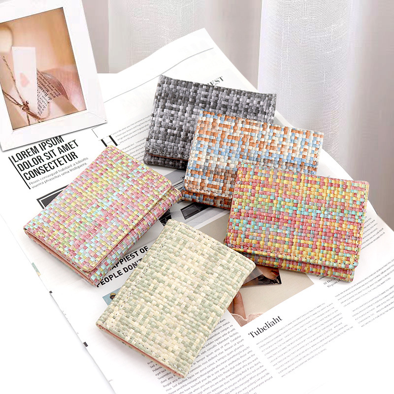 New Straw PU Folding Wallet Image 1