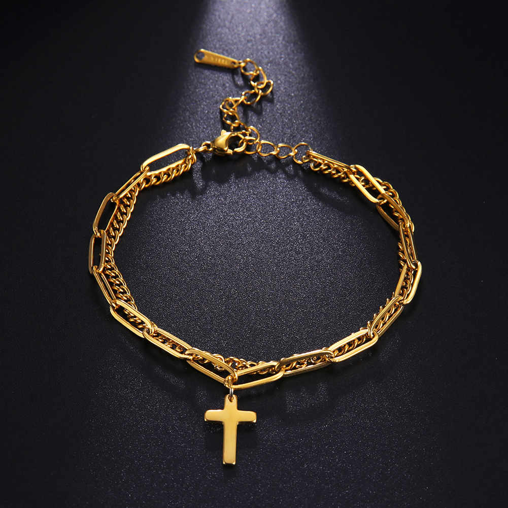 Gold Cross Chain Bracelet