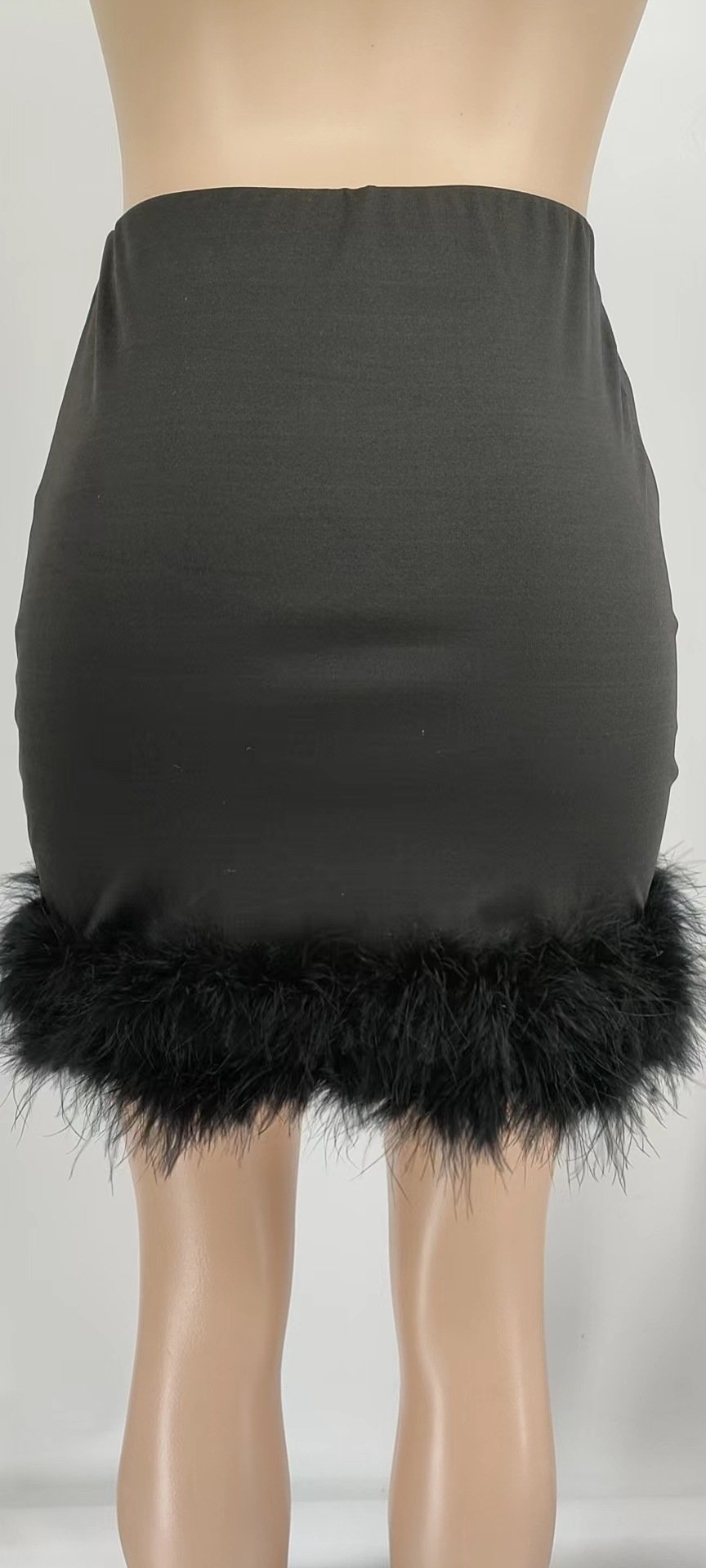 European and American Sexy Skirt Hip-wrapped Fur Little Short Dress