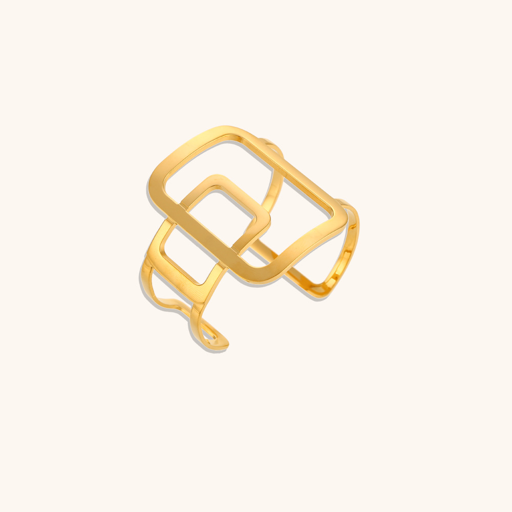 Abstract Geometric Open Stainless Steel Bracelet - Lifestyle