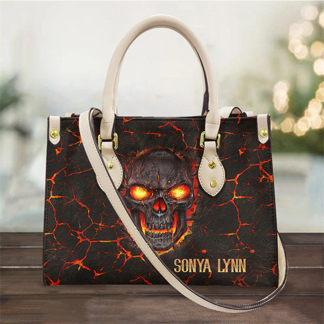 Women's PU Handbag Skull Black And White Fashion Vintage Crossbody Hand-carrying Bag 4