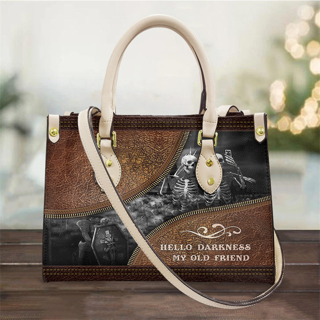 Women's PU Handbag Skull Black And White Fashion Vintage Crossbody Hand-carrying Bag 2
