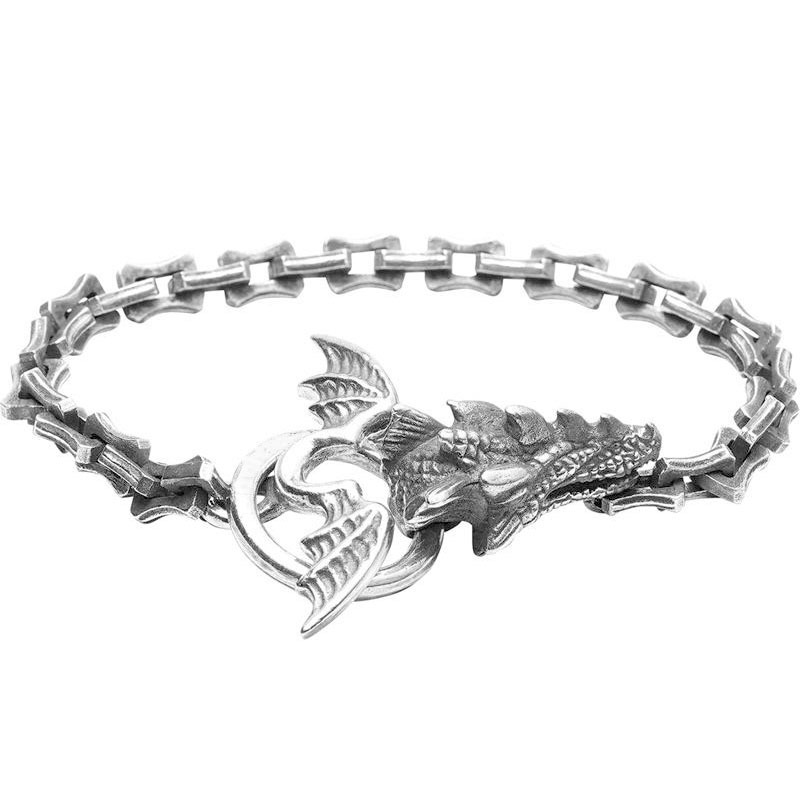 Retro Distressed Domineering Dragon Head Bracelet - Image 3
