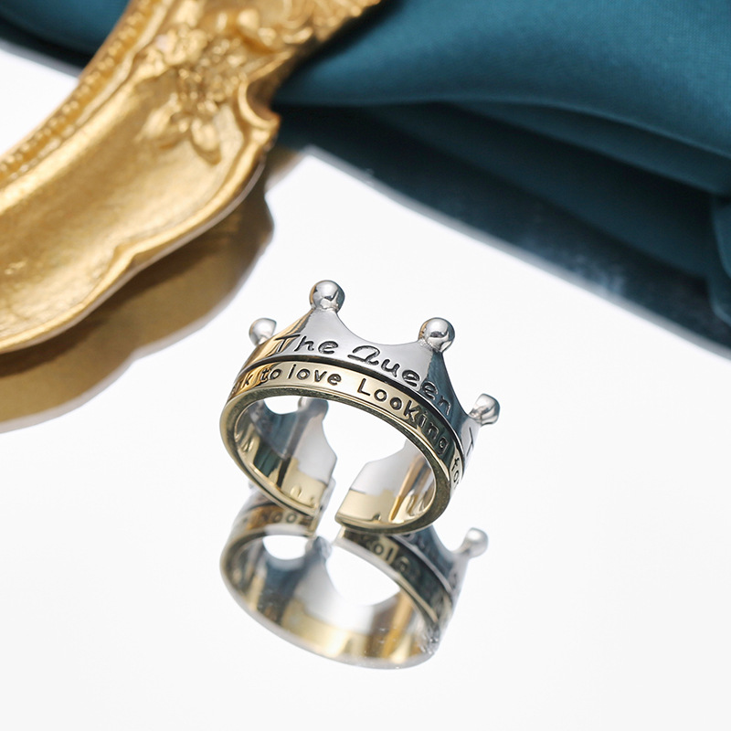 S925 Silver Gold Crown Ring Image 4