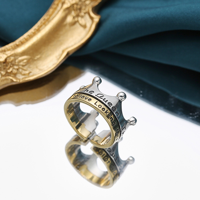 S925 Silver Gold Crown Ring Image 2