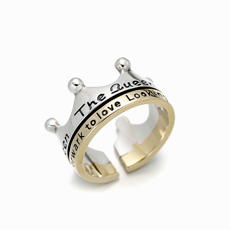 S925 Silver Gold Crown Ring Image 3