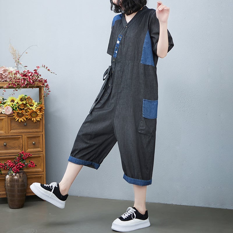 Women's Fashion Drawstring Denim Jumpsuit - Image 8