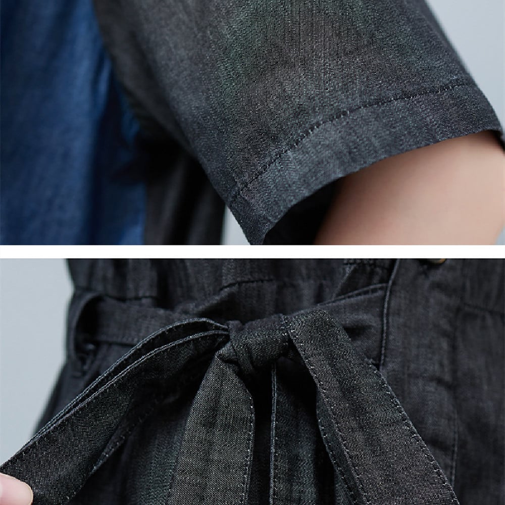 Women's Fashion Drawstring Denim Jumpsuit - Image 6