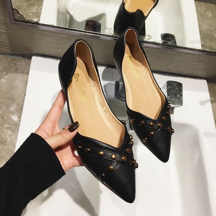 Pointed Toe Black Flat Shoes 3