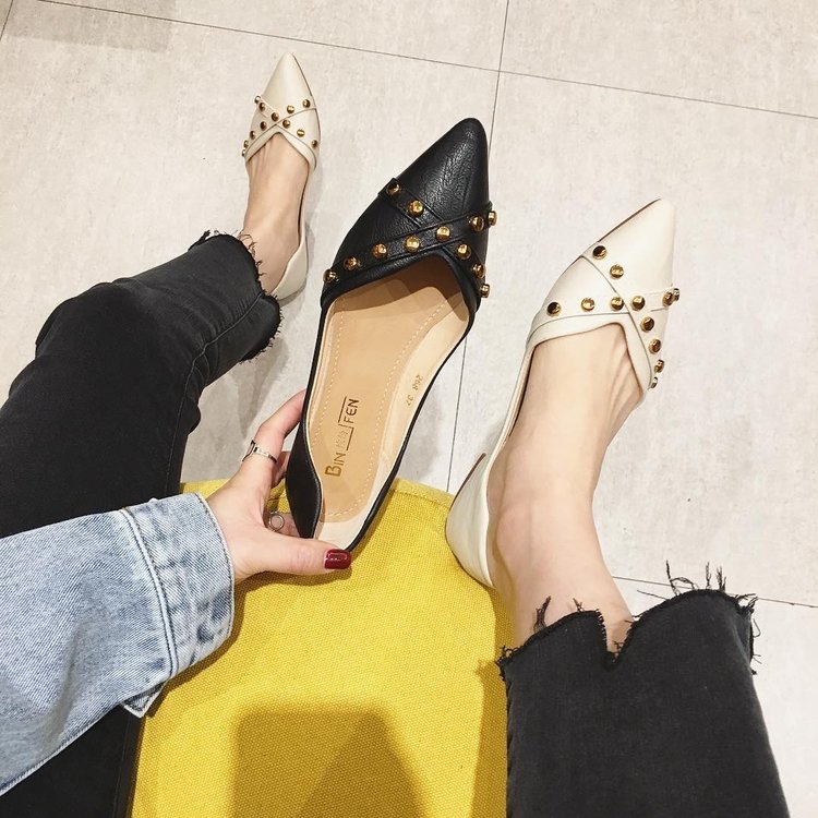 Pointed Toe Black Flat Shoes 5
